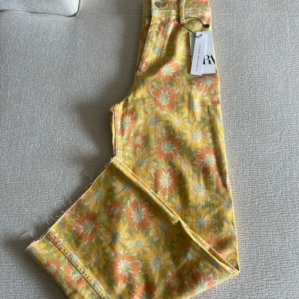 Floral Yellow and Orange Jeans